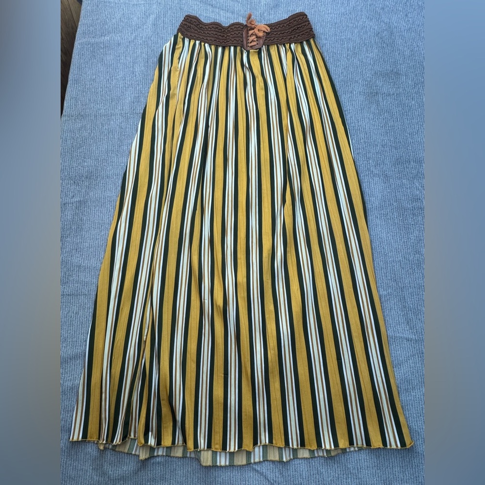 Striped Yellow and Green Maxi Skirt